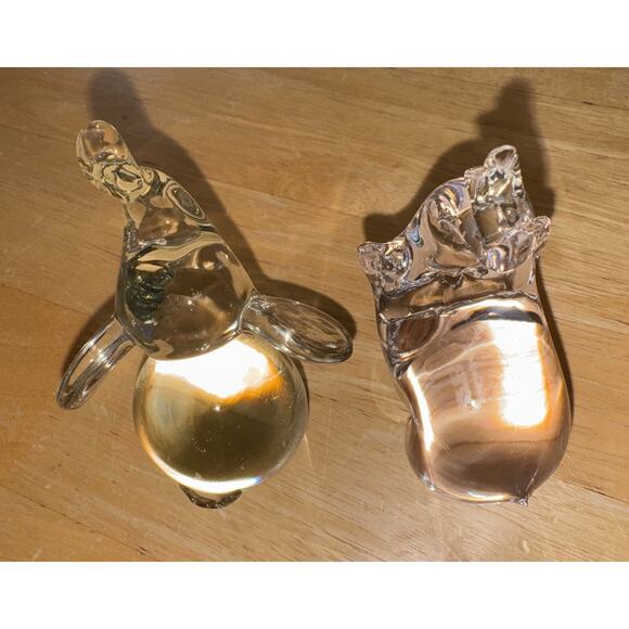 Lead Crystal Elephant Small Figurine Lot of 2 Paperweight Trunk Up - Picture 8 of 12